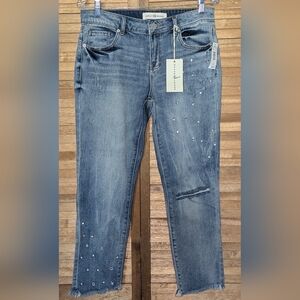 Ashley Mason Distressed Blue Jeans with Embellishments NWT